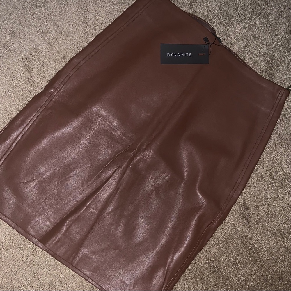 DYNAMITE Brown leather skirt